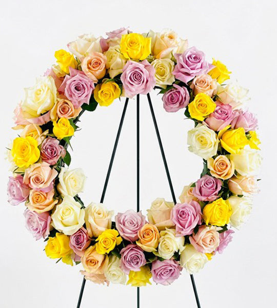 Pastel Rose Wreath | Georgewood Florist