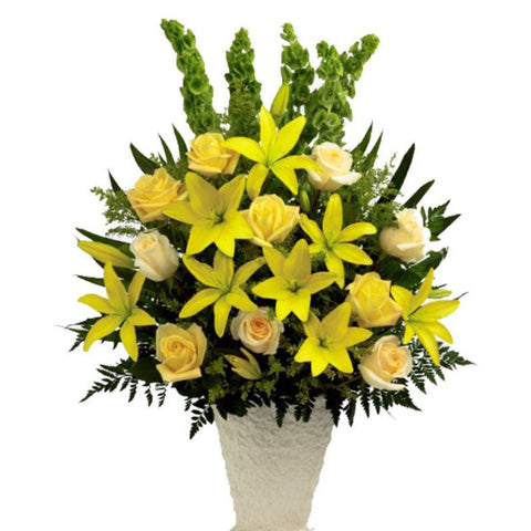 funeral flowers Yellow Basket Spray