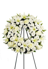 White Open Wreath Standing Spray | Georgewood Florist